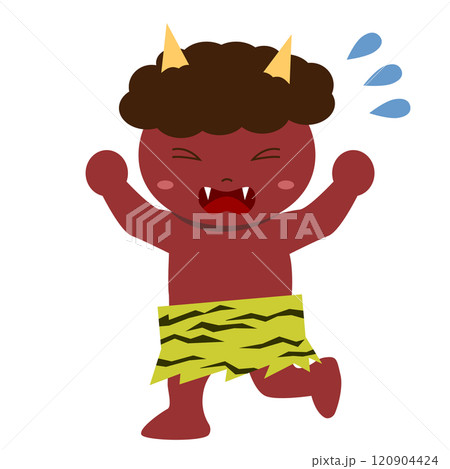 【節分】怖がって逃げる赤鬼 【節分】怖がって逃げる赤鬼 120904424