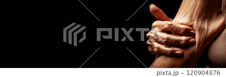 Elderly Woman Showing Loose Skin or Flab Due to Aging on Her Lower Arm - Generative Ai Elderly Woman Showing Loose Skin or Flab Due to Aging on Her Lower Arm - Generative Ai 120904876