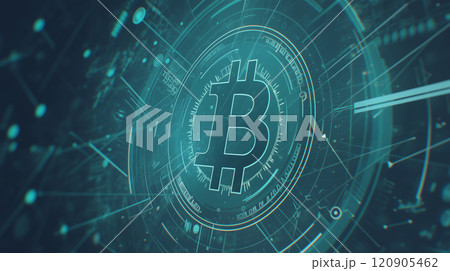 水に浮かぶビットコイン 120905462