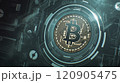 宙に浮かぶビットコイン 120905475