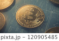 ビットコインと黄金の光に輝くビット 120905485