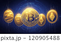 宙に浮かぶビットコイン 120905488