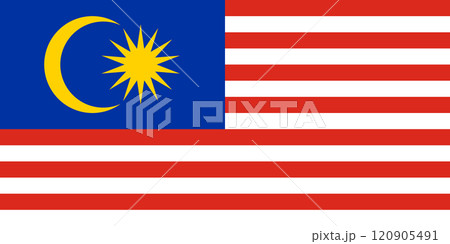 Malaysia flag in official colors, dimensions and aspect ratio. Vector flag symbolizing national pride, identity, heritage, patriotism and authority 120905491