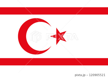 Northern Cyprus flag in official colors, dimensions and aspect ratio. Vector flag symbolizing national pride, identity, heritage, patriotism and authority 120905521