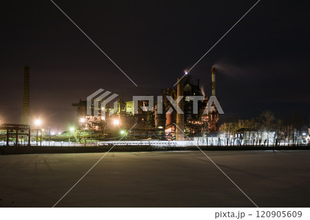 Industrial plant at winter night 120905609
