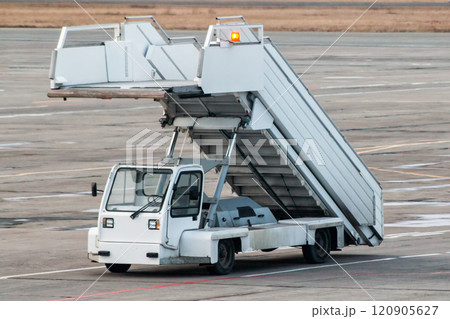 Passenger boarding steps at the airport apron 120905627