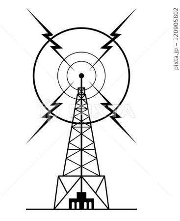 Radio Tower Sending Signal Retro Black and White Radio Tower Sending Signal Retro Black and White 120905802