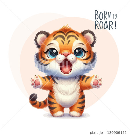 Watercolor cute lion, born to roar, cute animal character. Watercolor cute lion, born to roar, cute animal character. 120906133