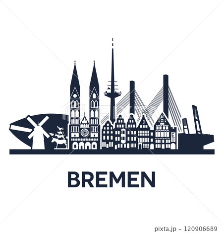 Bremen City Skyline Vector Illustration. Modern Silhouette of Bremen, Germany 120906689