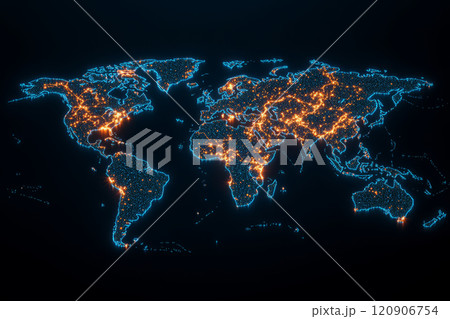 World map with glowing lights 120906754