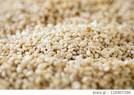 Sesame seeds background on top. 120907386