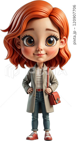Cartoon character with red hair. 120907706