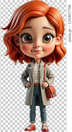 Cartoon character with red hair. 120907706