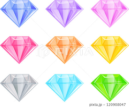 カラフルなダイヤのセット　ベクターイラスト素材 120908047