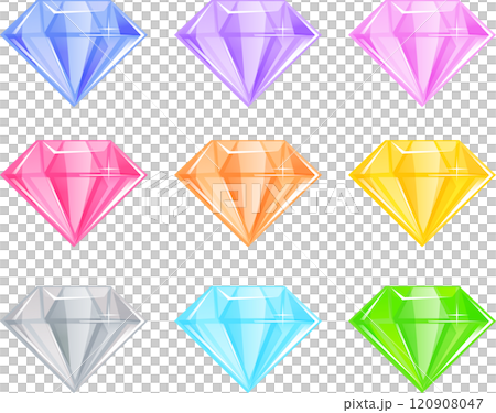 カラフルなダイヤのセット　ベクターイラスト素材 120908047