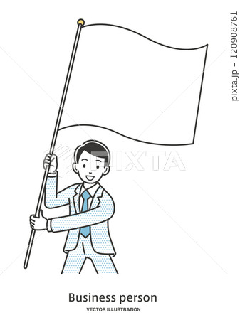 旗を振る男性会社員 120908761