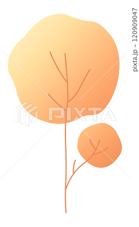 Simple vector illustration of two orange and yellow trees growing together, representing autumn, nature, and growth, perfect for minimalist designs 120909047