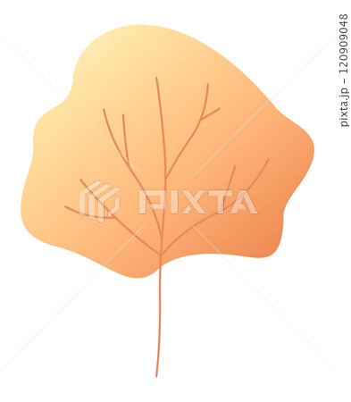 Gradient colors transitioning on a single autumn leaf, showcasing vibrant veins and celebrating the beauty of the fall season with warm hues of orange and yellow 120909048