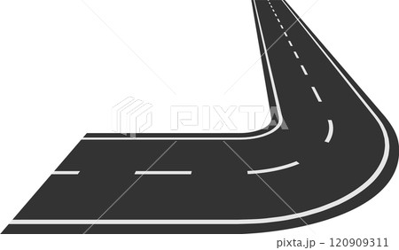 Winding road creating a sharp curve in the perspective, symbolizing change and new directions, perfect for themes of travel, journeys, and transformative experiences Winding road creating a sharp curve in the perspective, symbolizing change and new directions, perfect for themes of travel, journeys, and transformative experiences 120909311