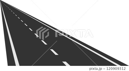 Long straight empty highway road leading into the distance on a white background, representing concepts such as travel, journey, destination, and future Long straight empty highway road leading into the distance on a white background, representing concepts such as travel, journey, destination, and future 120909312
