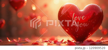 Heart-shaped ornament with Love You in cursive. 120909520