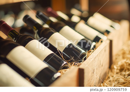 白紙のラベルを貼ったワインボトル 白紙のラベルを貼ったワインボトル 120909759