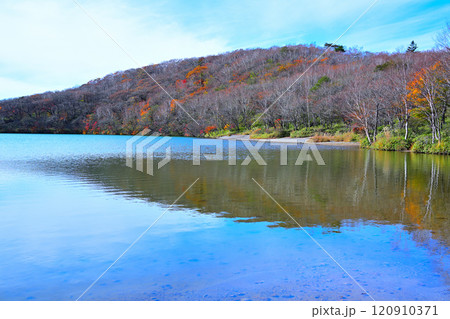 紅葉の進む赤城小沼湖畔 晩秋の風景 紅葉の進む赤城小沼湖畔 晩秋の風景 120910371