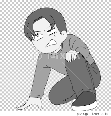立ち上がる男性 グレー 120910910