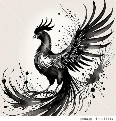 水墨画風の鳳凰です。AI生成画像を利用してます。 水墨画風の鳳凰です。AI生成画像を利用してます。 120911143