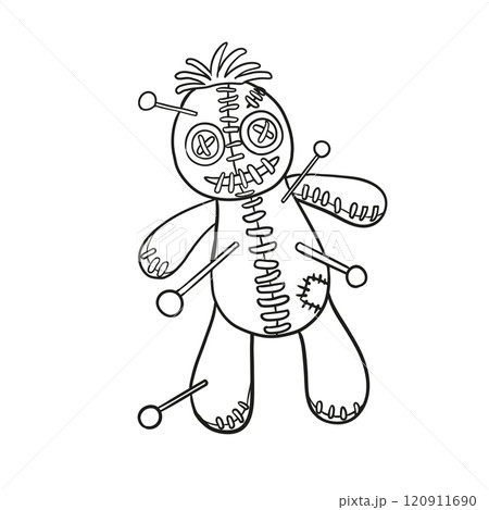 Voodoo doll hand drawn vector 120911690