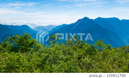 夏の烏帽子岳・南沢岳登山(烏帽子小屋~前烏帽子岳:唐沢岳・餓鬼岳方面の眺め) 夏の烏帽子岳・南沢岳登山(烏帽子小屋~前烏帽子岳:唐沢岳・餓鬼岳方面の眺め) 120911790