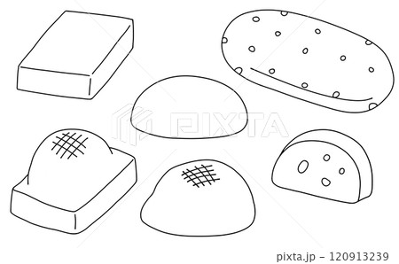 ゆるめシンプルお餅セット　線画 120913239