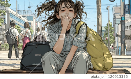 咳き込んでいる体調の悪そうな若い女性