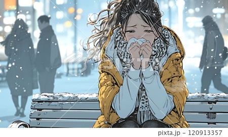 咳き込んでいる体調の悪そうな若い女性
