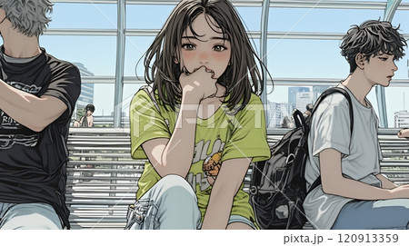 咳き込んでいる体調の悪そうな若い女性