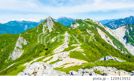 夏の烏帽子岳・南沢岳登山(前烏帽子岳から望む烏帽子岳・南沢岳) 夏の烏帽子岳・南沢岳登山(前烏帽子岳から望む烏帽子岳・南沢岳) 120913932