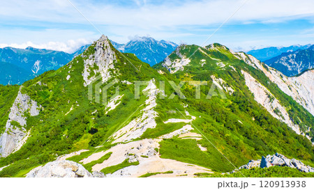 夏の烏帽子岳・南沢岳登山（前烏帽子岳から望む烏帽子岳・南沢岳） 120913938
