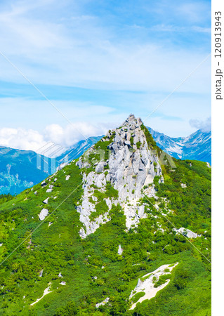 夏の烏帽子岳・南沢岳登山（前烏帽子岳から望む烏帽子岳） 120913943