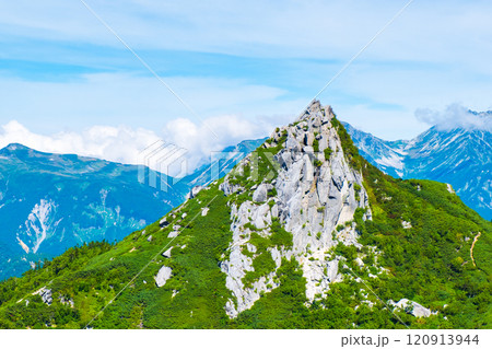 夏の烏帽子岳・南沢岳登山(前烏帽子岳から望む烏帽子岳) 夏の烏帽子岳・南沢岳登山(前烏帽子岳から望む烏帽子岳) 120913944