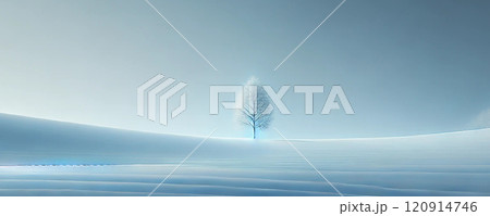 雪景色の中に一本の木 120914746