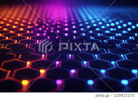 A colorful hexagonal pattern with lights on it A colorful hexagonal pattern with lights on it 120915155