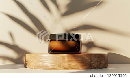 Cosmetic cream in a glass jar. Skin care concept. Background for beauty products 120915393