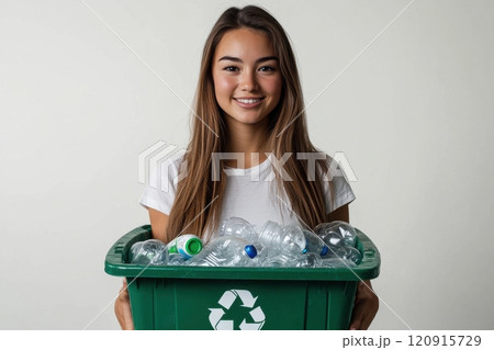 Promoting recycling awareness urban community center lifestyle image indoor environment engaging viewpoint environmental responsibility 120915729