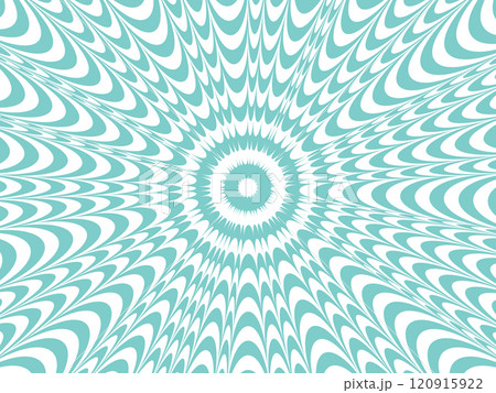 Circular patterns with psychedelic optical illusions and sun ray-inspired vector designs create a surreal blend of geometry, lines, and vibrant effects in a hypnotic and visually striking composition. 120915922