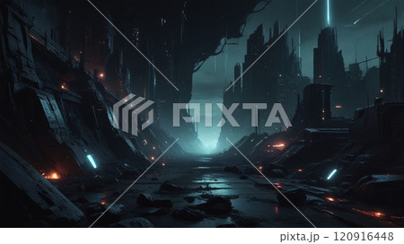 未来の崩壊した都市 一筋の光 未来の崩壊した都市 一筋の光 120916448