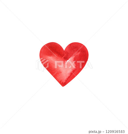 Heart for valentine. Rounded symmetrical vintage watercolor shape for February 14 decoration. Isolated illustration. Heart for valentine. Rounded symmetrical vintage watercolor shape for February 14 decoration. Isolated illustration. 120916583