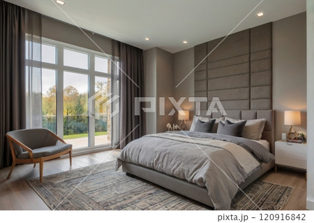 おしゃれな家の白い寝室 120916842
