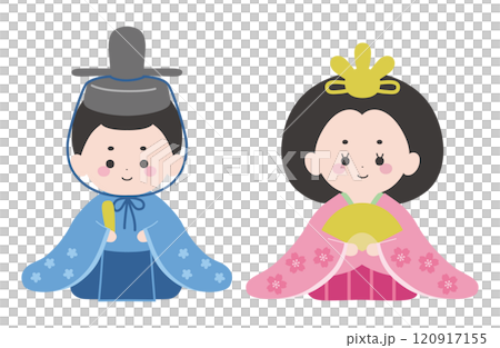 Illustration of cute Hina dolls. Vector, Hina dolls decoration, Hinamatsuri, Peach Festival 120917155