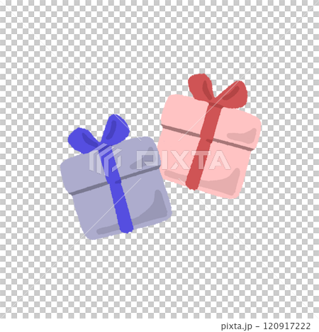 赤と青のプレゼントの箱 120917222