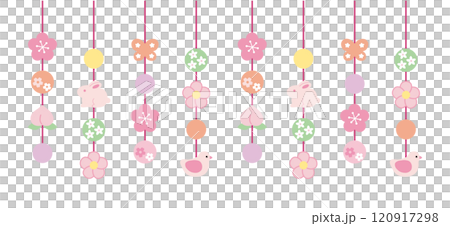 Cute Hinamatsuri hanging decoration illustration. Vector, Hinamatsuri decoration, Hinamatsuri, Peach Festival 120917298